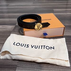 Louis Vuitton Ceinture Monogram LV Circle Brown & Black Belt M0053X size 75/30
